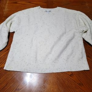 Girl With Curves White and Gold Sparkle Sweater 1x-2x